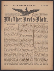 Wirsitzer Kreis-Blatt: herausgegeben vom K&ouml;niglichen Landraths-Amte 1909.02.16 Jg.65 Nr20