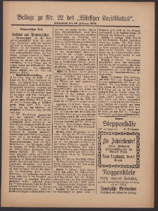 Beilage zu Nr.22 des &bdquo;Wirsitzer Kreisblattes&rdquo; 1909.02.20