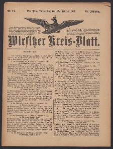 Wirsitzer Kreis-Blatt: herausgegeben vom K&ouml;niglichen Landraths-Amte 1909.02.25 Jg.65 Nr24
