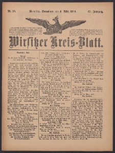 Wirsitzer Kreis-Blatt: herausgegeben vom K&ouml;niglichen Landraths-Amte 1909.03.06 Jg.65 Nr28