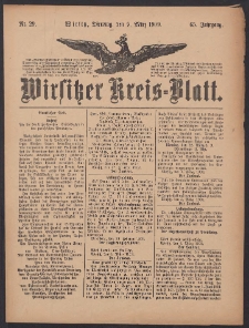 Wirsitzer Kreis-Blatt: herausgegeben vom K&ouml;niglichen Landraths-Amte 1909.03.09 Jg.65 Nr29