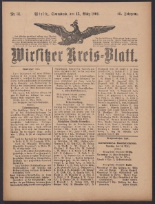 Wirsitzer Kreis-Blatt: herausgegeben vom K&ouml;niglichen Landraths-Amte 1909.03.13 Jg.65 Nr31