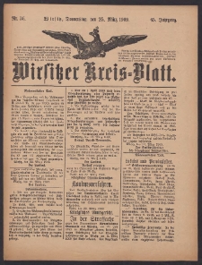 Wirsitzer Kreis-Blatt: herausgegeben vom K&ouml;niglichen Landraths-Amte 1909.03.25 Jg.65 Nr36