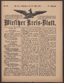 Wirsitzer Kreis-Blatt: herausgegeben vom K&ouml;niglichen Landraths-Amte 1909.03.27 Jg.65 Nr37