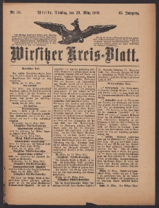Wirsitzer Kreis-Blatt: herausgegeben vom K&ouml;niglichen Landraths-Amte 1909.03.29 Jg.65 Nr38