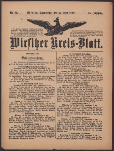 Wirsitzer Kreis-Blatt: herausgegeben vom K&ouml;niglichen Landraths-Amte 1909.04.15 Jg.65 Nr44