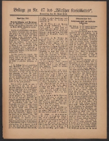 Beilage zu Nr.47 des &bdquo;Wirsitzer Kreisblattes&rdquo; 1909.04.22