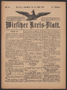 Wirsitzer Kreis-Blatt: herausgegeben vom K&ouml;niglichen Landraths-Amte 1909.04.24 Jg.65 Nr48