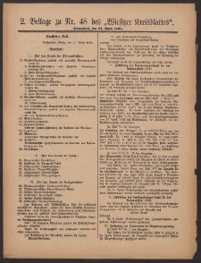 2.Beilage zu Nr.48 des &bdquo;Wirsitzer Kreisblattes&rdquo; 1909.04.24