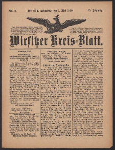 Wirsitzer Kreis-Blatt: herausgegeben vom K&ouml;niglichen Landraths-Amte 1909.05.01 Jg.65 Nr51