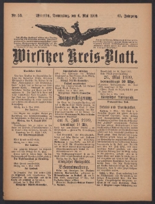 Wirsitzer Kreis-Blatt: herausgegeben vom K&ouml;niglichen Landraths-Amte 1909.05.06 Jg.65 Nr53