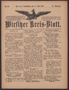 Wirsitzer Kreis-Blatt: herausgegeben vom K&ouml;niglichen Landraths-Amte 1909.05.13 Jg.65 Nr56