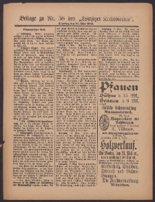 Beilage zu Nr.58 des &bdquo;Wirsitzer Kreisblattes&rdquo; 1909.05.18