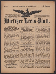 Wirsitzer Kreis-Blatt: herausgegeben vom K&ouml;niglichen Landraths-Amte 1909.05.27 Jg.65 Nr62
