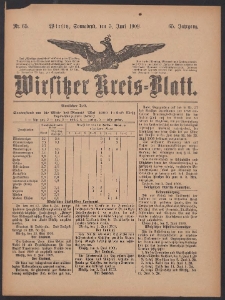 Wirsitzer Kreis-Blatt: herausgegeben vom K&ouml;niglichen Landraths-Amte 1909.06.05 Jg.65 Nr65