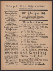 Beilage zu Nr.70 des &bdquo;Wirsitzer Kreisblattes&rdquo; 1909.06.17