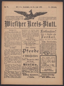 Wirsitzer Kreis-Blatt: herausgegeben vom K&ouml;niglichen Landraths-Amte 1909.06.19 Jg.65 Nr71
