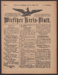 Wirsitzer Kreis-Blatt: herausgegeben vom K&ouml;niglichen Landraths-Amte 1909.06.24 Jg.65 Nr73