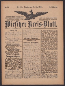 Wirsitzer Kreis-Blatt: herausgegeben vom K&ouml;niglichen Landraths-Amte 1909.06.29 Jg.65 Nr75