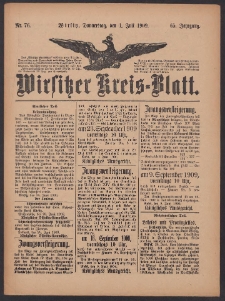 Wirsitzer Kreis-Blatt: herausgegeben vom K&ouml;niglichen Landraths-Amte 1909.07.01 Jg.65 Nr76