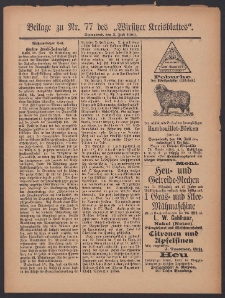 Beilage zu Nr.77 des &bdquo;Wirsitzer Kreisblattes&rdquo; 1909.07.03