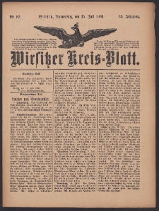Wirsitzer Kreis-Blatt: herausgegeben vom K&ouml;niglichen Landraths-Amte 1909.07.15 Jg.65 Nr82