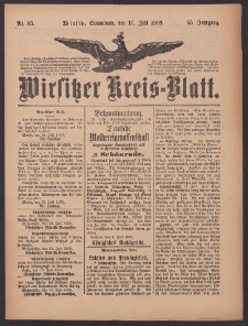 Wirsitzer Kreis-Blatt: herausgegeben vom K&ouml;niglichen Landraths-Amte 1909.07.17 Jg.65 Nr83