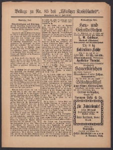 Beilage zu Nr.83 des &bdquo;Wirsitzer Kreisblattes&rdquo; 1909.07.17