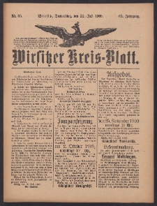 Wirsitzer Kreis-Blatt: herausgegeben vom K&ouml;niglichen Landraths-Amte 1909.07.22 Jg.65 Nr85