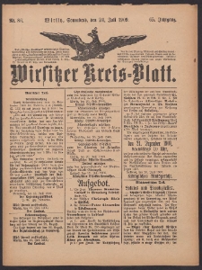 Wirsitzer Kreis-Blatt: herausgegeben vom K&ouml;niglichen Landraths-Amte 1909.07.24 Jg.65 Nr86