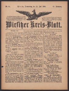 Wirsitzer Kreis-Blatt: herausgegeben vom K&ouml;niglichen Landraths-Amte 1909.07.29 Jg.65 Nr88