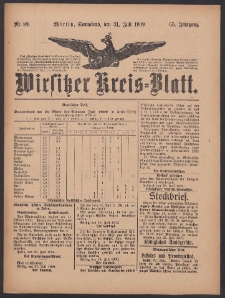 Wirsitzer Kreis-Blatt: herausgegeben vom K&ouml;niglichen Landraths-Amte 1909.07.31 Jg.65 Nr89