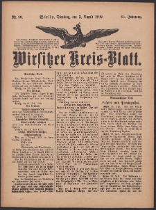 Wirsitzer Kreis-Blatt: herausgegeben vom K&ouml;niglichen Landraths-Amte 1909.08.03 Jg.65 Nr90