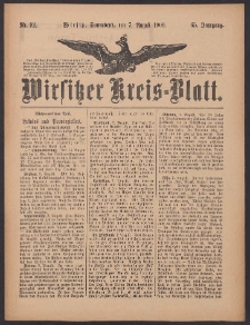 Wirsitzer Kreis-Blatt: herausgegeben vom K&ouml;niglichen Landraths-Amte 1909.08.07 Jg.65 Nr92