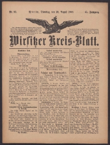 Wirsitzer Kreis-Blatt: herausgegeben vom K&ouml;niglichen Landraths-Amte 1909.08.10 Jg.65 Nr93