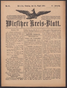 Wirsitzer Kreis-Blatt: herausgegeben vom K&ouml;niglichen Landraths-Amte 1909.08.24 Jg.65 Nr99