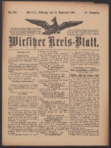Wirsitzer Kreis-Blatt: herausgegeben vom K&ouml;niglichen Landraths-Amte 1909.09.14 Jg.65 Nr108