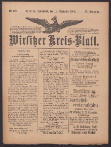 Wirsitzer Kreis-Blatt: herausgegeben vom K&ouml;niglichen Landraths-Amte 1909.09.18 Jg.65 Nr110