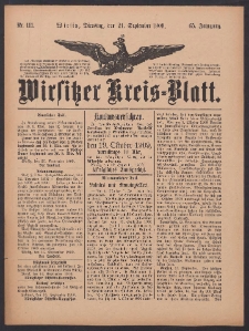 Wirsitzer Kreis-Blatt: herausgegeben vom K&ouml;niglichen Landraths-Amte 1909.09.21 Jg.65 Nr111