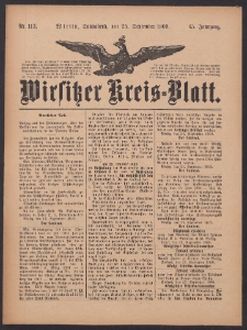Wirsitzer Kreis-Blatt: herausgegeben vom K&ouml;niglichen Landraths-Amte 1909.09.25 Jg.65 Nr113
