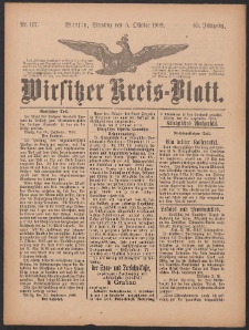 Wirsitzer Kreis-Blatt: herausgegeben vom K&ouml;niglichen Landraths-Amte 1909.10.05 Jg.65 Nr117