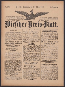 Wirsitzer Kreis-Blatt: herausgegeben vom K&ouml;niglichen Landraths-Amte 1909.10.30 Jg.65 Nr128