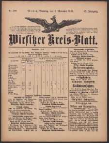 Wirsitzer Kreis-Blatt: herausgegeben vom K&ouml;niglichen Landraths-Amte 1909.11.02 Jg.65 Nr129