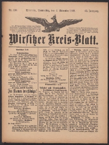 Wirsitzer Kreis-Blatt: herausgegeben vom K&ouml;niglichen Landraths-Amte 1909.11.04 Jg.65 Nr130
