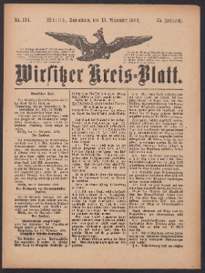 Wirsitzer Kreis-Blatt: herausgegeben vom K&ouml;niglichen Landraths-Amte 1909.11.13 Jg.65 Nr134