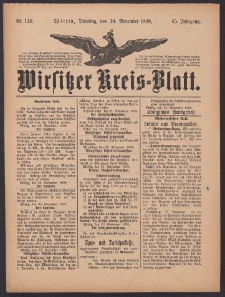 Wirsitzer Kreis-Blatt: herausgegeben vom K&ouml;niglichen Landraths-Amte 1909.11.30 Jg.65 Nr140