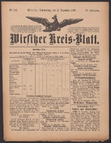 Wirsitzer Kreis-Blatt: herausgegeben vom K&ouml;niglichen Landraths-Amte 1909.12.02 Jg.65 Nr141