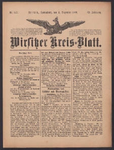Wirsitzer Kreis-Blatt: herausgegeben vom K&ouml;niglichen Landraths-Amte 1909.12.04 Jg.65 Nr142