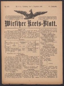 Wirsitzer Kreis-Blatt: herausgegeben vom K&ouml;niglichen Landraths-Amte 1909.12.07 Jg.65 Nr143
