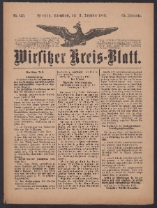 Wirsitzer Kreis-Blatt: herausgegeben vom K&ouml;niglichen Landraths-Amte 1909.12.11 Jg.65 Nr145